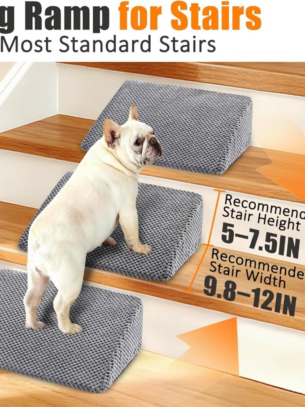 Dog Ramp for Stairs for Small & Senior Dogs and Cats (Gray, 6 Pack) - Picture 5 of 9